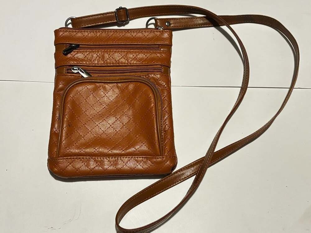 Quilted Multi-Pocket Brown Crossbody Purse